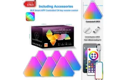 RGBW Lights&comma; Gaming Lights&comma; Night Light with APP&comma; Remote Control&comma; Time LED Wall Lights with Music Sync&comma; Dimmable Brightness Party Light&comma; DIY Desk Lamp for Bedroom&comma; Gaming Room&comma; Playroom&comma; 6 Pack