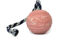 IDC Natural Rubber Ball with String&comma; Horizontally Grooved&comma; 70 mm