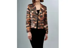 Insight Faux Vegan Leather Moto Jacket In Liquid Night Shad In Multi