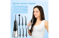 COSLUS Portable Cordless Oral Irrigator 300ML Rechargeable Travel Irrigation Cleaner&comma;black