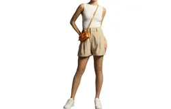 Weekends Vivi Pleated Tailored Shorts In Beige
