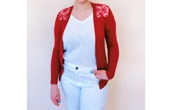 Papillon Kendra Lace Cardigan In Red