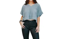Umgee Crop Til You Drop Top In Dusty Blue