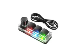 3 Keys 1 Knob Customizable Keyboard with RGB Colorful Backlight One Key Copy Paste Mini Keyboard