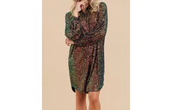 Jodifl Shimmering Splendor Sequin Shirt Dress In Black Multi