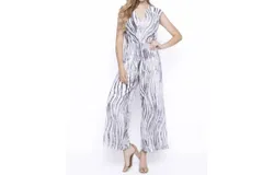 Picadilly Stripe Jacquard Tie-Front Jumpsuit In Grey&sol;white