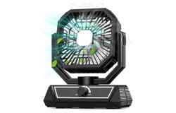 Roykaw Portable Camping Fan w&sol;LED Lantern&comma; 20000 mAH Rechargeable Battery Fan&comma; Black