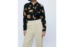 Wild Pony Fluid Shirt In Black And Brown