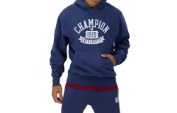 Champion Reverse Weave Hoodie University 1919 Logo In Athletic Navy