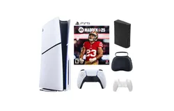 Playstation Slim Disc White Bundle With Accessories&comma; and Madden NFL 25 Game