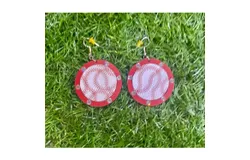 Southern Attitude Outlined Baseball Wood Earrings In Red