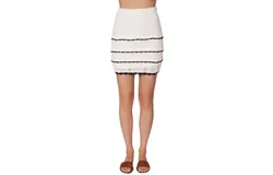Lost &plus; Wander Scallop Crush Knit Mini Skirt In Crm Blk