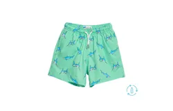 Bermies Boys Swim Trunks In Green Shark