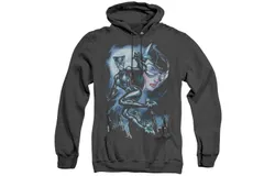 Batman Moonlight Cat Adult Heather Hoodie &sol; Hooded Sweatshirt