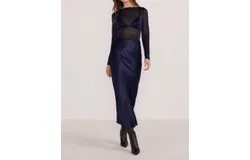 Minkpink Lumina Bias Slip Skirt In Midnight