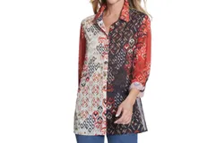 Multiples Mixed Print Crinkle Shirt In Multi