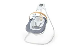 SimpleComfort Compact Soothing Swing&comma; Rotating Bar&comma; Rotating Seat&comma; 6 Speeds&comma; for Ages 0-9 Months&comma; Up to 20 Pounds Chambray