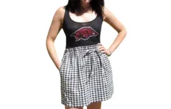 Gameday Couture University Of Arkansas Logo Houndstooth Dress In Black