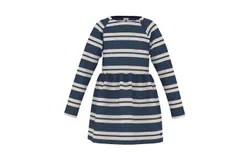 Petit Bateau Girls Striped Dress In Navy
