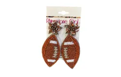 Live Love Gameday Football Seed Bead Earrings In Brown