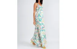 Molly Bracken Butterfly Maxi Slip Dress In White Multi