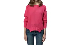 Dear John Denim Jenna Crew Neck Long Sleeve Oversized Sweater In Raspberry