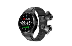 Smart Watch with Earbuds for Android iPhone&comma; 1&period;39-inch IPS Fitness Tracker with Sleep Monitoring Pedometer&comma; Smart Watch Long Standby TWS Men&apos;s Music Watch &lpar;Black &plus; Black Belt&rpar;
