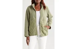 Tommy Bahama Quilted Faux Sherpa Jacket In Sage