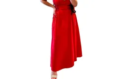 Storia Que Mamacita Side Lace Midi Dress In Red