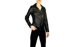 Michael Kors women&apos;s Moto Leather Jacket-Scarlet