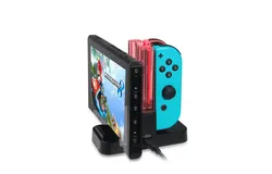 switch joystick multifunction dazzle color quad charger&comma; switch pro joystick dock charger 3 in 1 base