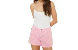 Kancan High Rise Fray Hem Short In Pink