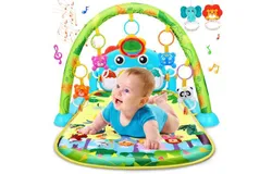 Baby Play Mat Baby Toys Tummy Time Mat Baby Activity Center for Newborn Infant Toys Piano Baby Gym Mat Tummy time Toys Music & Light Baby Boy Girl Gifts for Baby Toys 0-6 6-12 Months&comma; Dinosaur Style