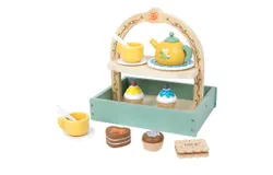Wooden Tea Party Set for Little Girls Toys Toddler Tea Set with Storage Cupcake Stand & Play Kitchen Accessories&comma; Wooden Toys