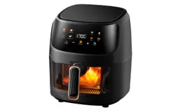 1400W Air Fryer, Visual Interior, Air Fryer Crisp Frying, Baking, Heating and Dehydrating, 8L Large Capacity, Black