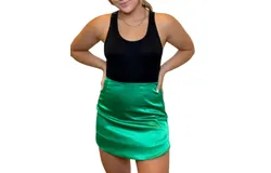 The Vintage Shop Wish Me Luck Satin Mini Skirt In Green