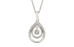 Ostbye Shimmering Double Teardrop Diamond Pendant Necklace In Silver