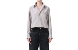 Citizens Of Humanity Fino Cropped Shirt In Tailor Grey Stripe