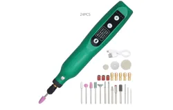 HARDELL Mini Cordless Rotary Tool Kit&comma;5-Speed and USB Charging with Accessories&comma;24PCS&lpar;Green&rpar;