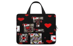 BLACK COLOR CASINO SUITES HEARTS PATTERNS Laptop Bag Women Man 10 12 13 15 17 Inch Office Notebook Travel Computer Handbag Waterproof Bag Notebook Cover