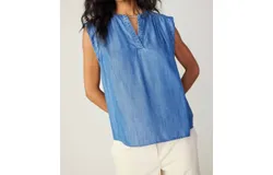 Current Air Leni Sleeveless Chambray Top In Chambray