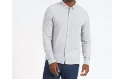 Vuori Long-Sleeve Ace Button Down Shirt In Light Grey