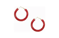 Mys Wholesale Women&apos;s Rhinestone Hoop Earrings In Red