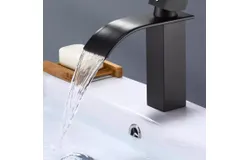 Black Elongated Bathroom Sink Mixer Tap-black