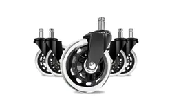 Office Chair Wheels Replacement PU Silent Glide Casters 5PCS 3INCH Diameter Wide Universal Fit for Gaming Chairs TV Rack &sol; Large Loudspeaker Box &sol; Camera Moving Frame Non-Marking Suitable For Hard