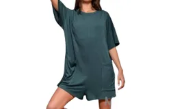 Bucketlist Oversized Solid Romper In Teal