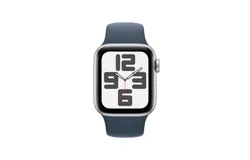 Apple Watch SE &lpar;2nd Gen&rpar; &lbrack;GPS 40mm&rsqb; Smartwatch with Silver Aluminum Case with Storm Blue Sport Band S&sol;M&period; Fitness & Sleep Tracker&comma; Crash Detection&comma; Heart Rate Monitor&lpar;Refurbished&rpar;