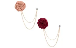 2 Pieces Fashion Bridegroom Wedding Brooches Cloth Art Hand-Made Rose Flower