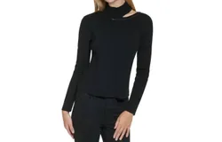 Calvin Klein Sequin Trim Cutout Sweater In Black