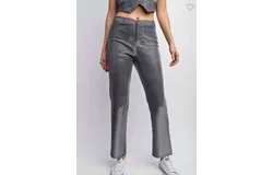 Edit By Nine Metallic Knit Pants In Silver